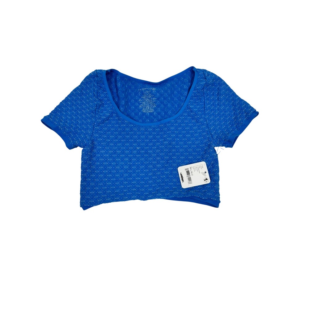 Free People Intimately Super Sonic Blue Textured Crop Top M/L